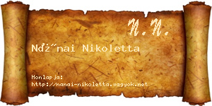 Nánai Nikoletta névjegykártya